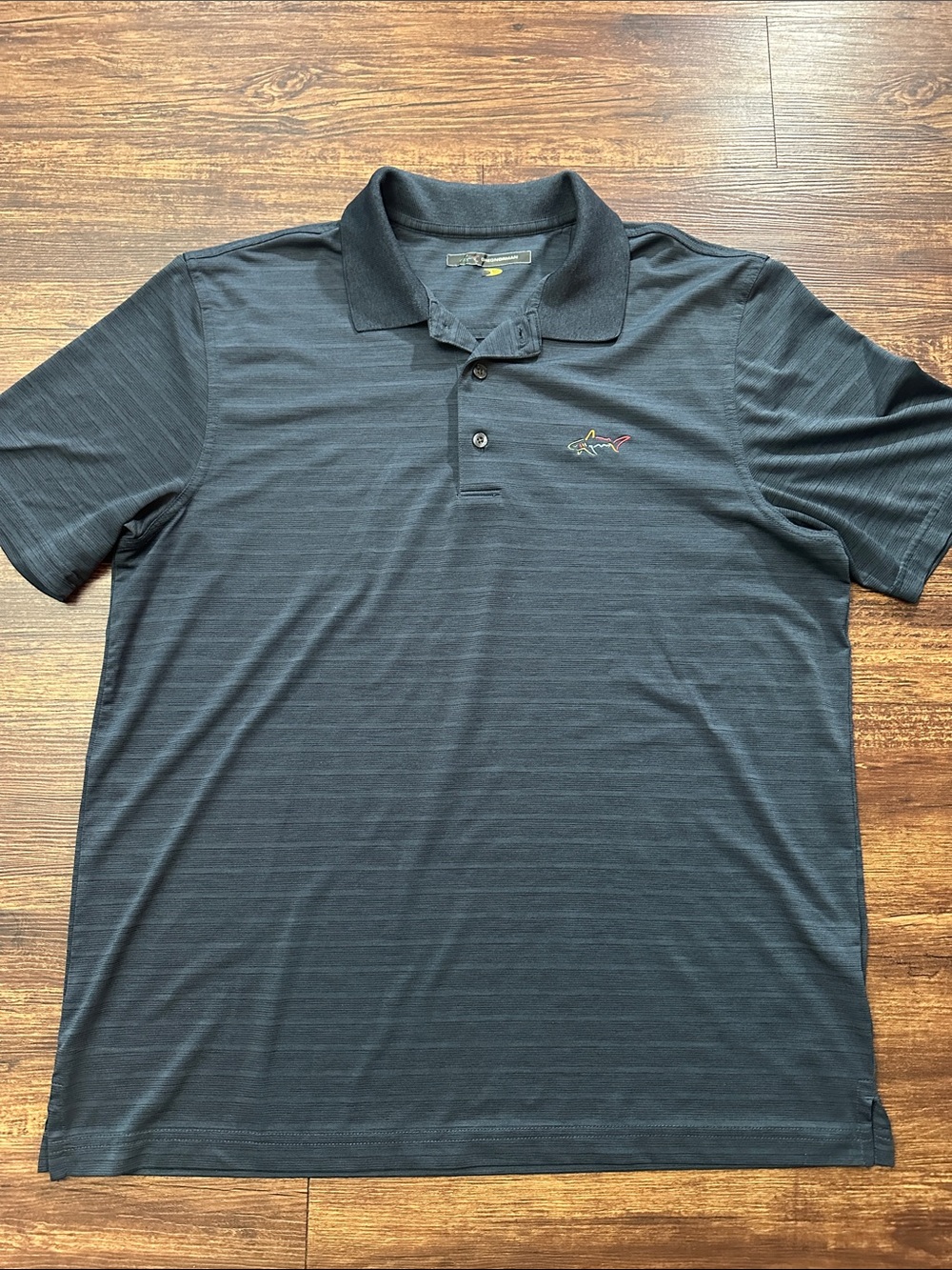 Greg Normal Polo Large Men's Navy Subtle Stripe Shirt